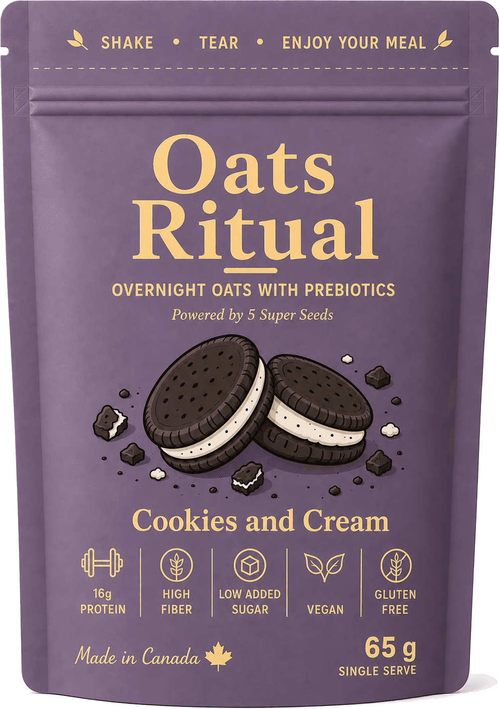 Oats Ritual Cookies and Cream pouch