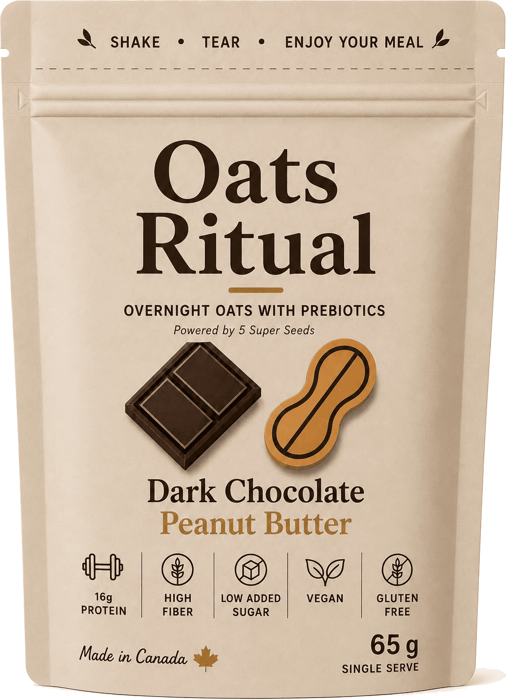 Oats Ritual Dark Chocolate Peanut Butter pouch